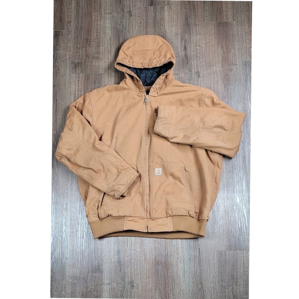 Carhartt J130-M Men's Active Jacket 3XL Tall Brown Duck Quilt Lined Stained